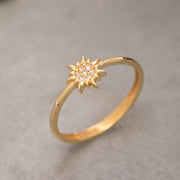 14K Solid Gold Sun Ring Y226