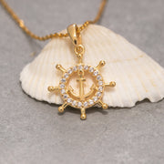 14K Solid Gold Anchor Necklace K108