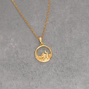 14K Solid Gold Mountain Necklace K110