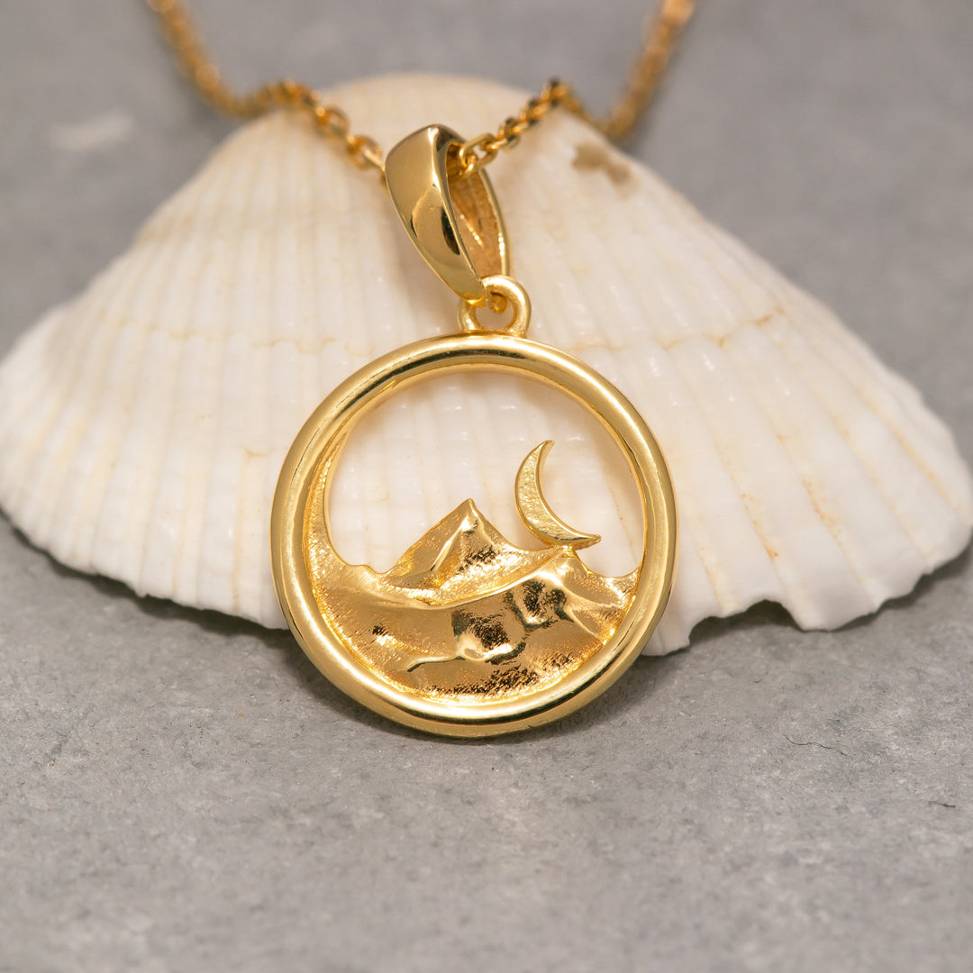 14K Solid Gold Mountain Necklace Y110