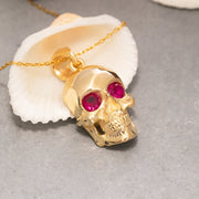 14K Solid Gold Skull Necklace K111
