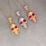 Load image into Gallery viewer, 14K Solid Gold Skull Necklace K111
