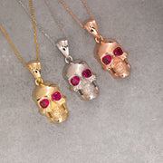 14K Solid Gold Skull Necklace K111