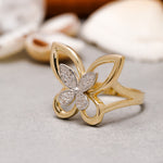 Load image into Gallery viewer, 14K Solid Gold Butterfly Ring Y197
