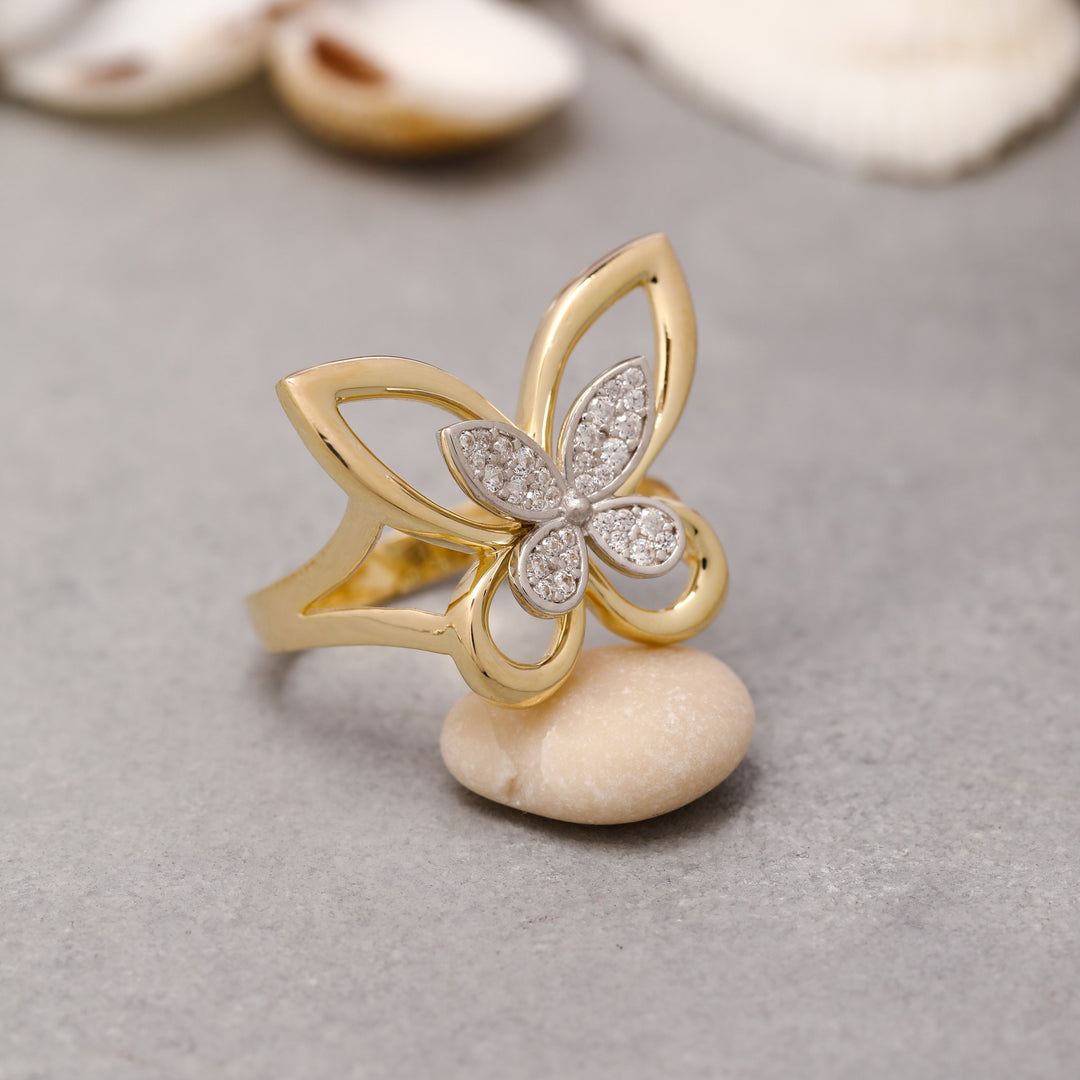 14K Solid Gold Butterfly Ring Y197