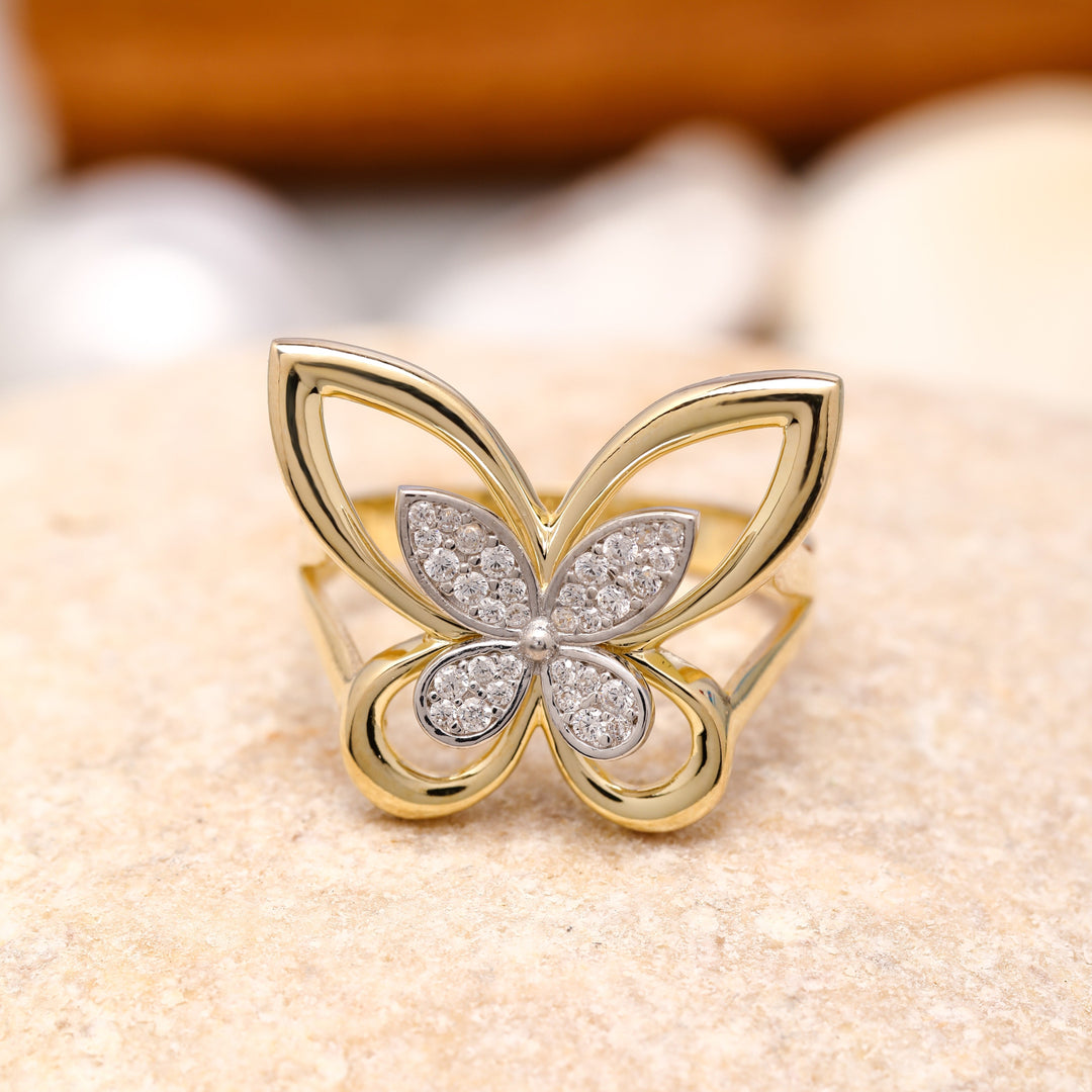 14K Solid Gold Butterfly Ring Y197