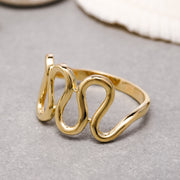 14K Solid Gold Zig Zag Ring Y188
