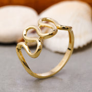 14K Solid Gold Zig Zag Ring Y188