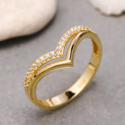 14K Solid Gold V Ring Y180
