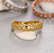 14K Solid Gold Chain Ring Y182