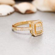 14K Solid Gold Baguette Ring Y196