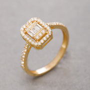 14K Solid Gold Baguette Ring Y196