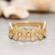 14K Solid Gold Geometric Ring Y183