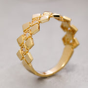 14K Solid Gold Geometric Ring Y183