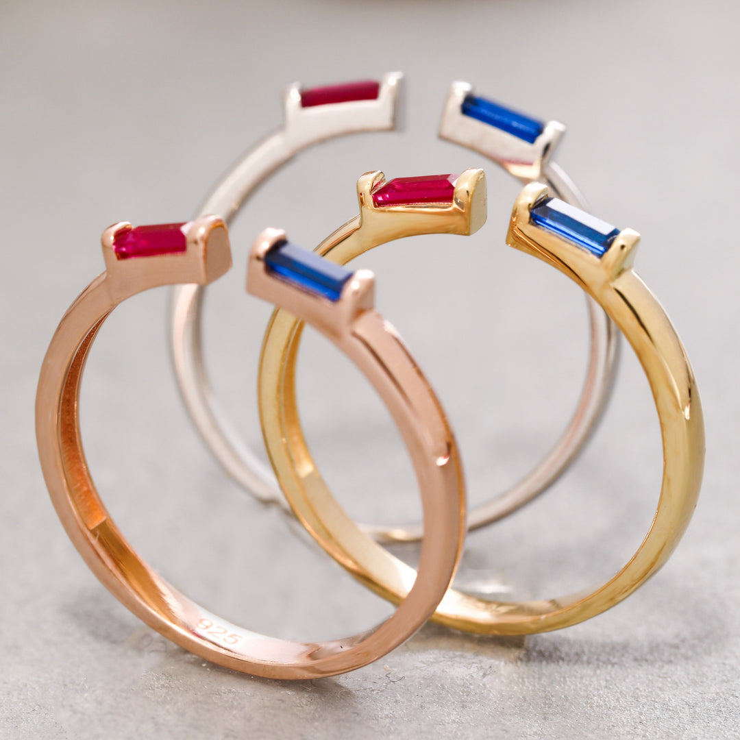 14K Solid Gold Baguette Ring Y194