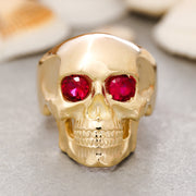 14K Solid Gold Skull Ring Y203