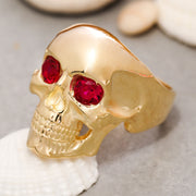 14K Solid Gold Skull Ring Y203