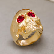 14K Solid Gold Skull Ring Y203