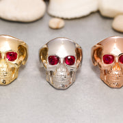 14K Solid Gold Skull Ring Y203