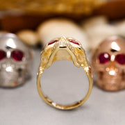 14K Solid Gold Skull Ring Y203