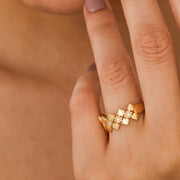 14K Solid Gold Geometric Ring Y183