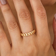 14K Solid Gold Chain Ring Y182