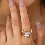 Load image into Gallery viewer, 14K Solid Gold Butterfly Ring Y197
