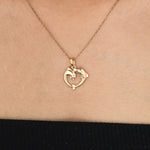 Load image into Gallery viewer, 14K Solid Gold Dolphin Fish Necklace K106
