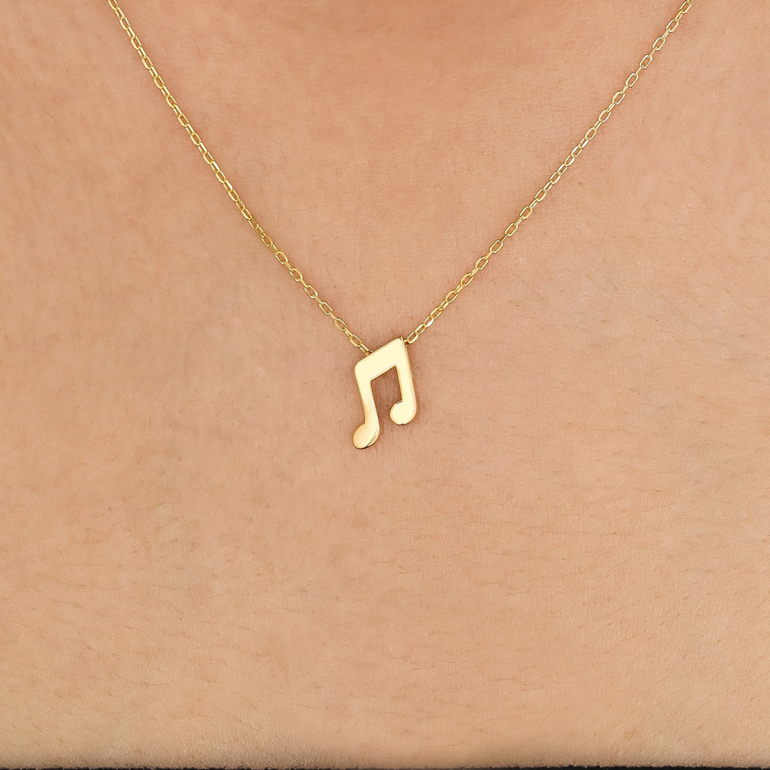 14k Solid Gold Note Necklace K103