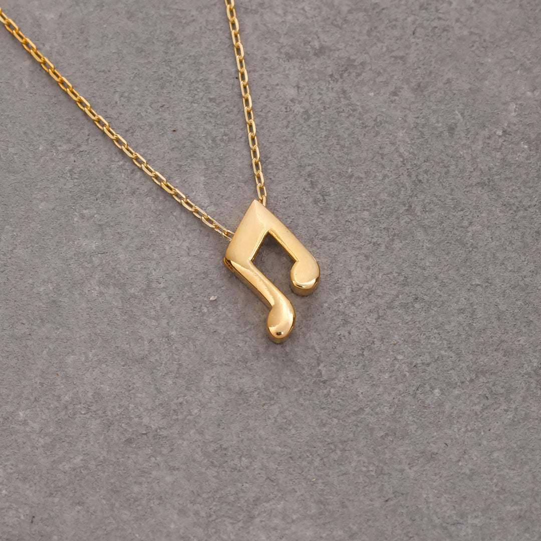 14k Solid Gold Note Necklace K103