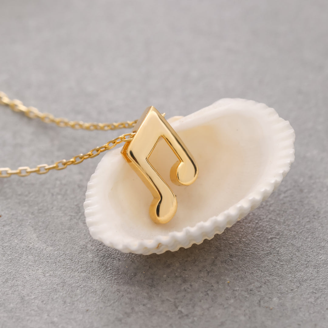 14k Solid Gold Note Necklace K103