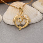 Load image into Gallery viewer, 14K Solid Gold Dolphin Fish Necklace K106
