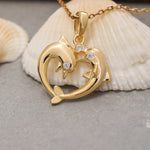 Load image into Gallery viewer, 14K Solid Gold Dolphin Fish Necklace K106
