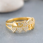 Load image into Gallery viewer, 14K Solid Gold 15 Heart Ring Y165
