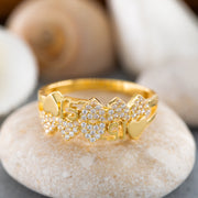 14K Solid Gold 15 Heart Ring Y165