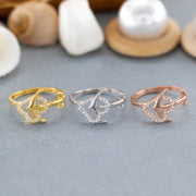 14K Solid Gold Anchor Ring Y137