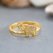 14K Solid Gold Elephant Ring Y143
