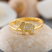 14K Solid Gold Elephant Ring Y143