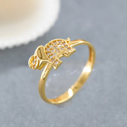 14K Solid Gold Elephant Ring Y143