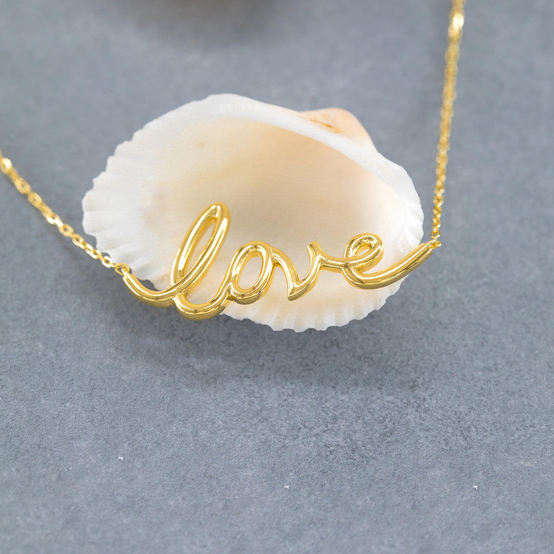 14K Solid Gold Love Necklace K98