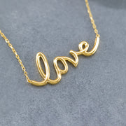 14K Solid Gold Love Necklace K98