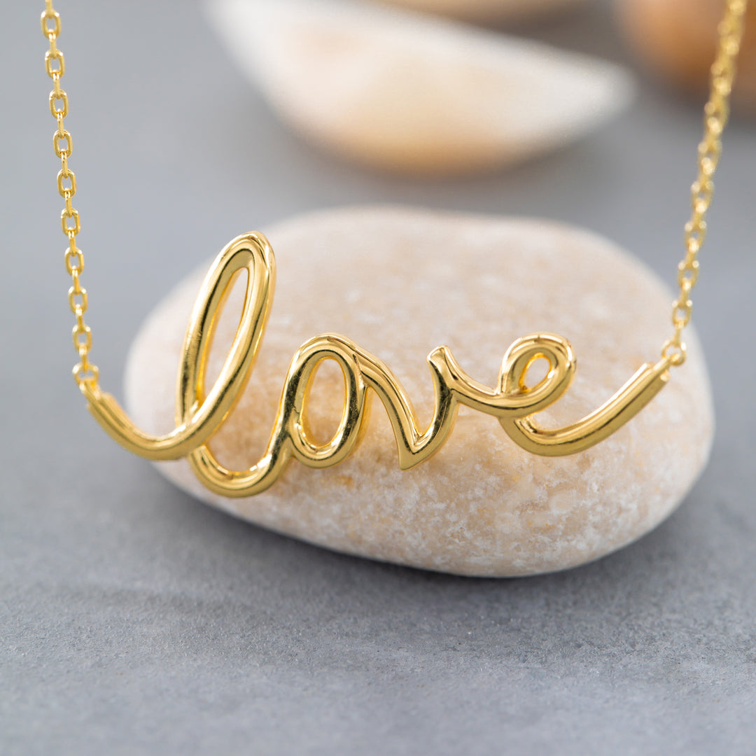 14K Solid Gold Love Necklace K98