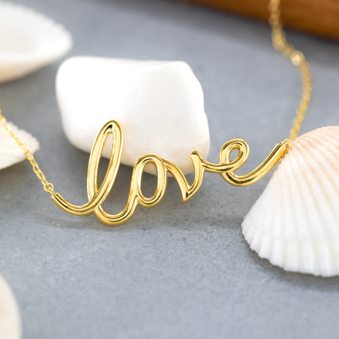 14K Solid Gold Love Necklace K98