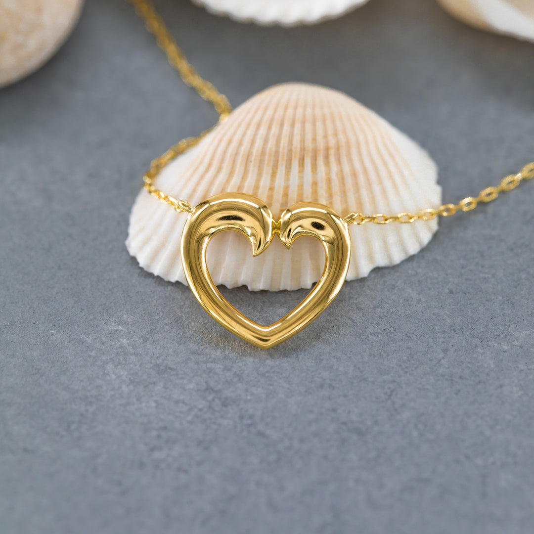 14K Solid Gold Heart Necklace K99