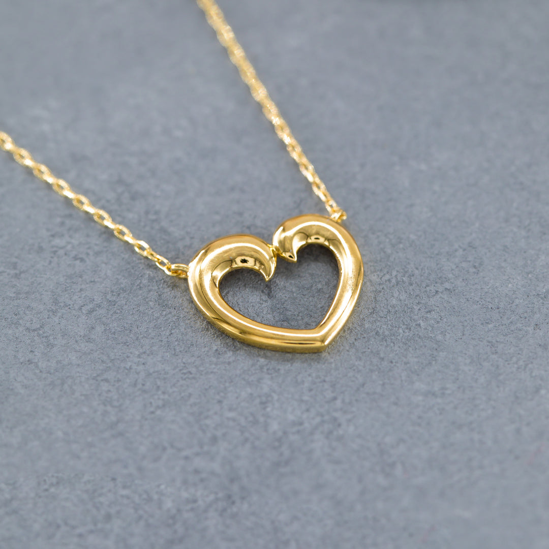 14K Solid Gold Heart Necklace K99