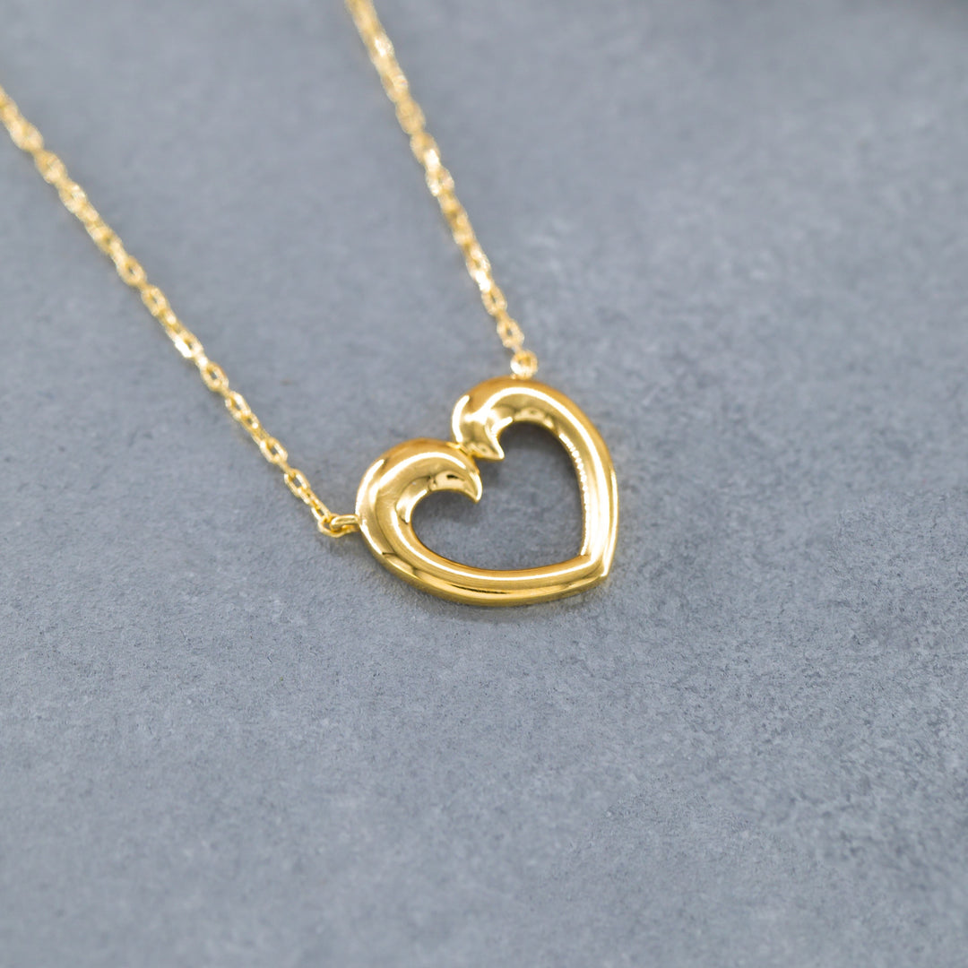 14K Solid Gold Heart Necklace K99