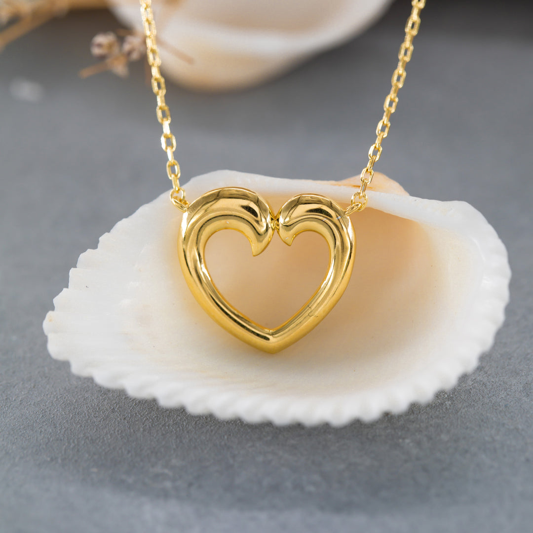 14K Solid Gold Heart Necklace K99