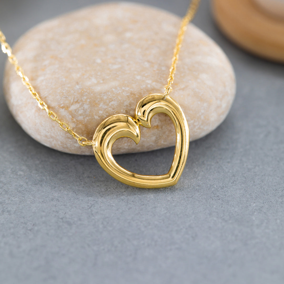 14K Solid Gold Heart Necklace K99