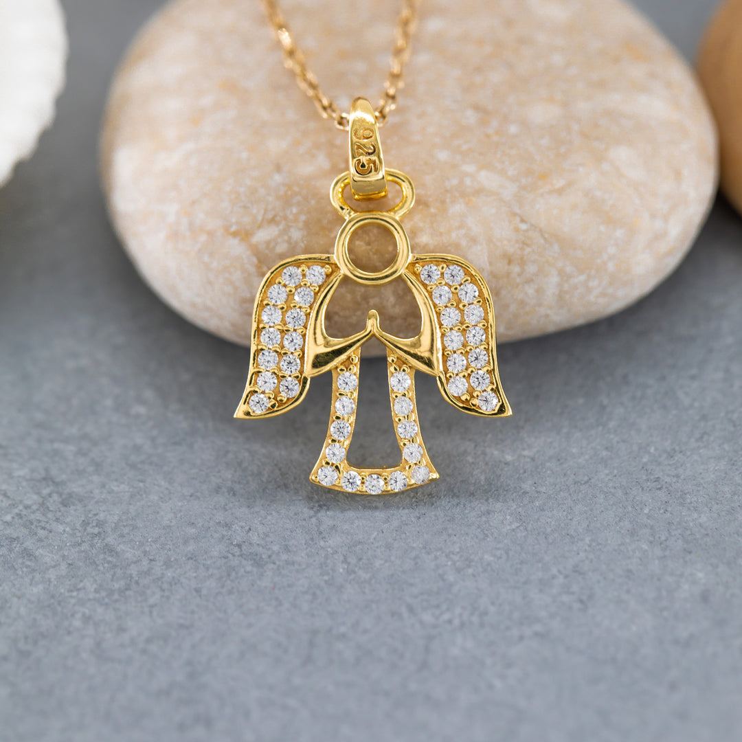 14K Solid Gold Angel Necklace K100