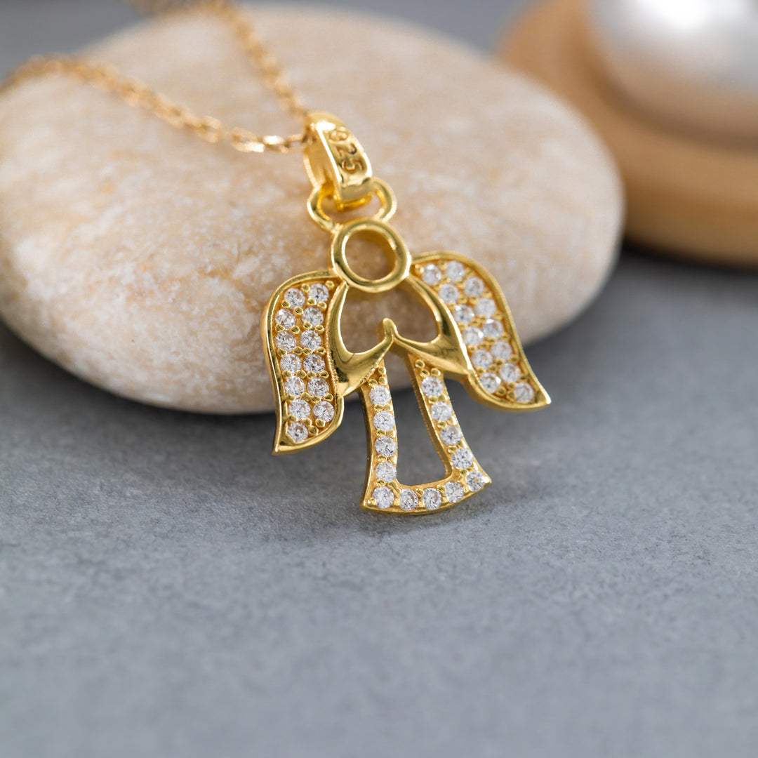 14K Solid Gold Angel Necklace K100